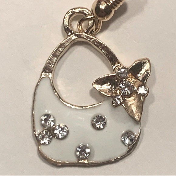 👛🆕 Betsey Johnson Style - Chic White Purse Earrings - Picture 3 of 5